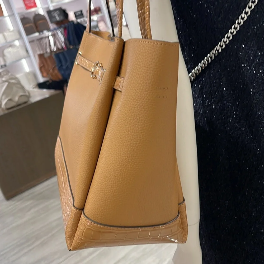 MICHAEL KORS Reed Large Leather Belted Satchel Shoulder Tote Handbag  Deer NWT